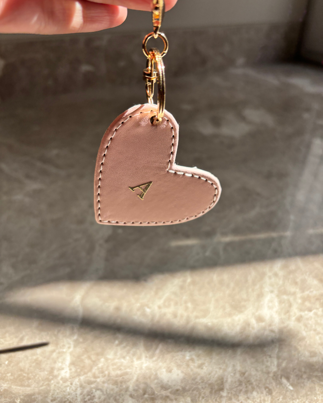 Personalised Vegan Leather Heart Keychain