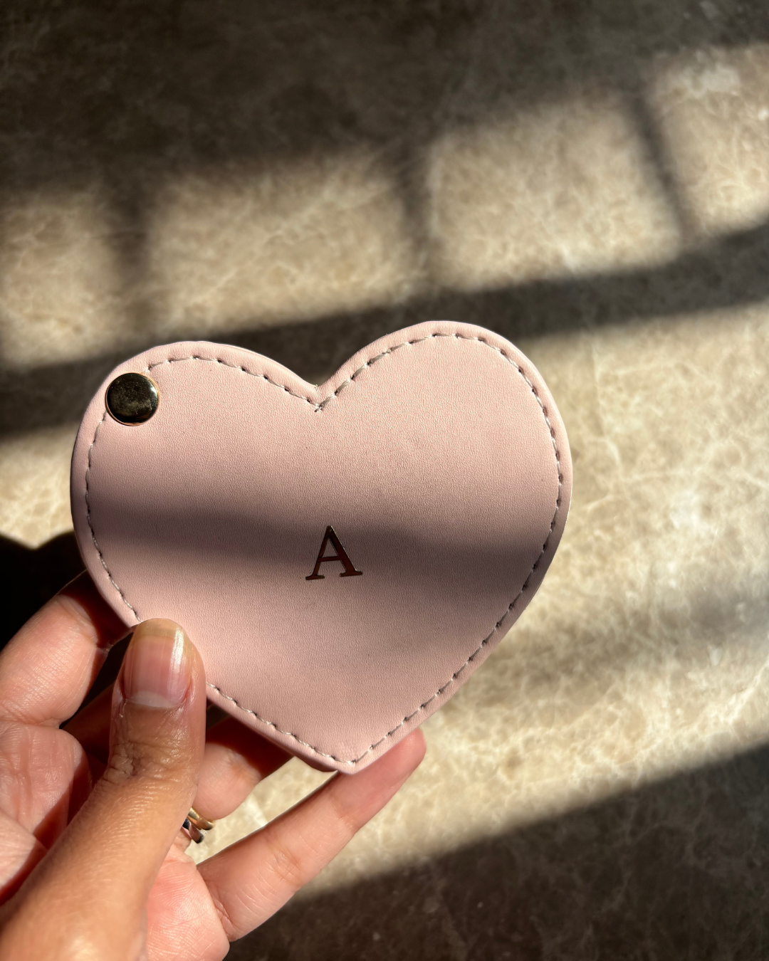 Personalised Heart-Shaped Vegan Leather Mirror