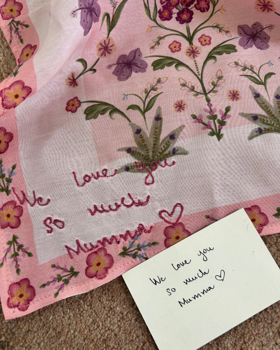 Custom Embroidered Floral Scarf