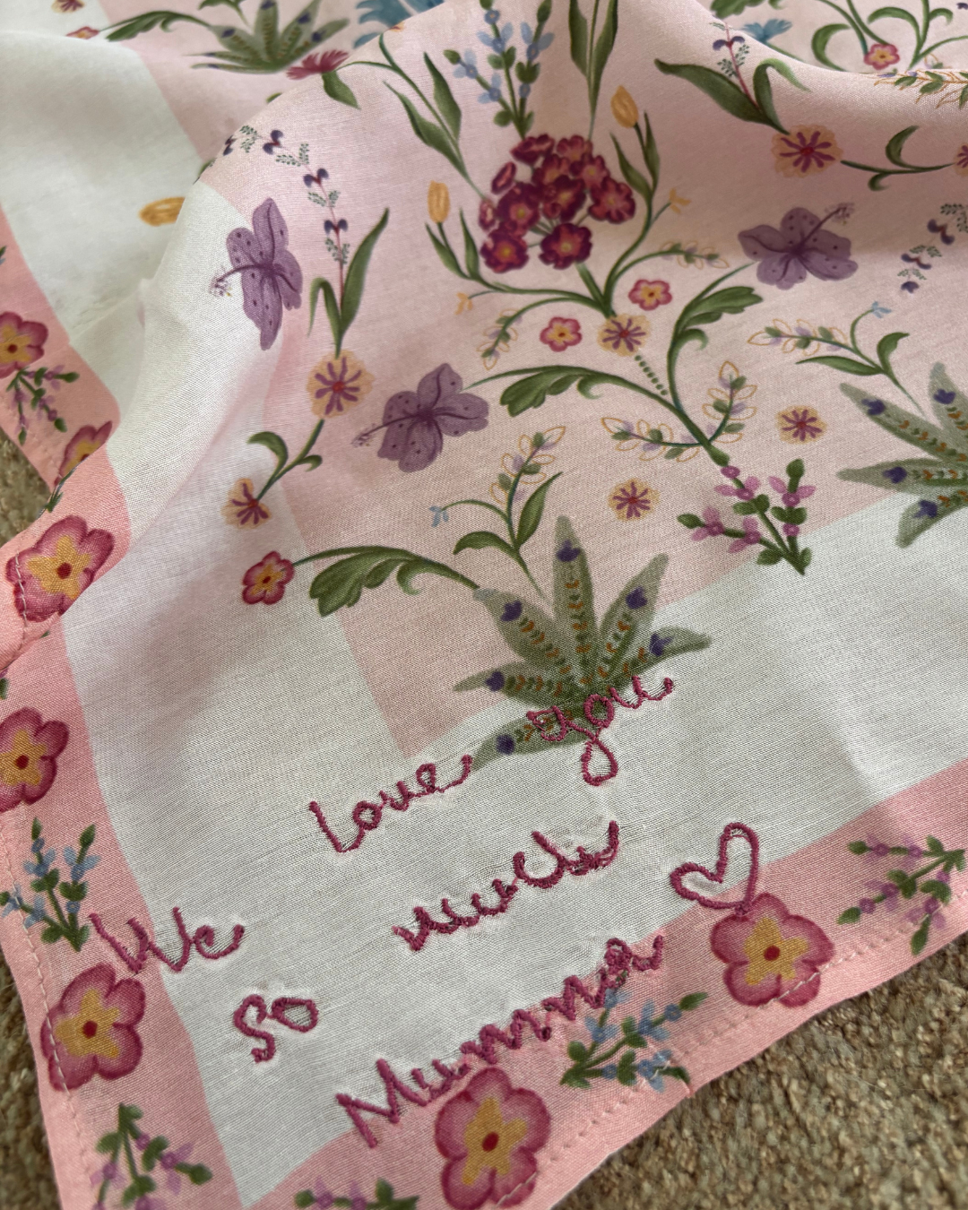 Custom Embroidered Floral Scarf