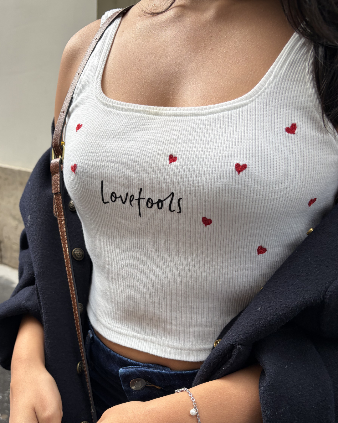 Lovefools Heart Ribbed Tank Top