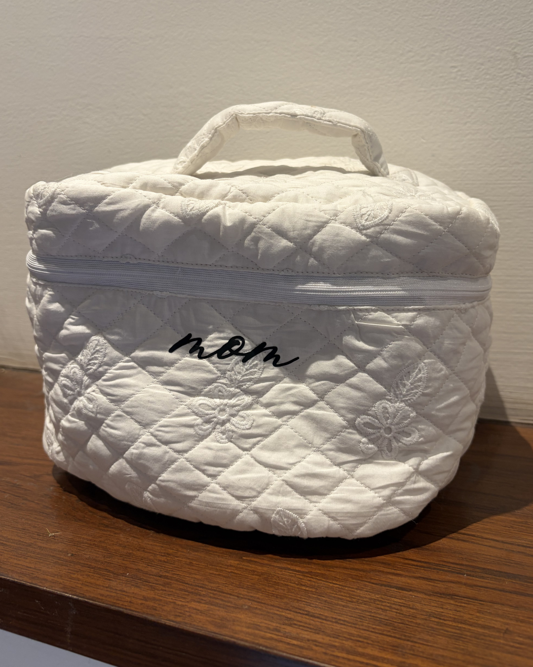 White Quilted Vanity Pouch