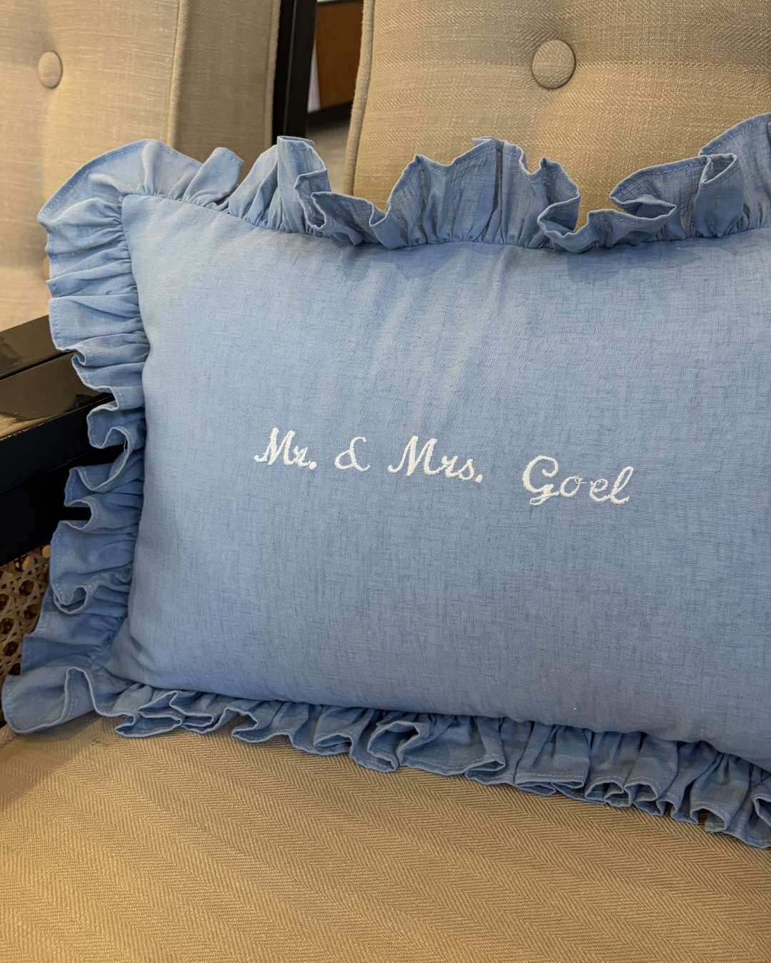 Personalised Ruffle Cushion