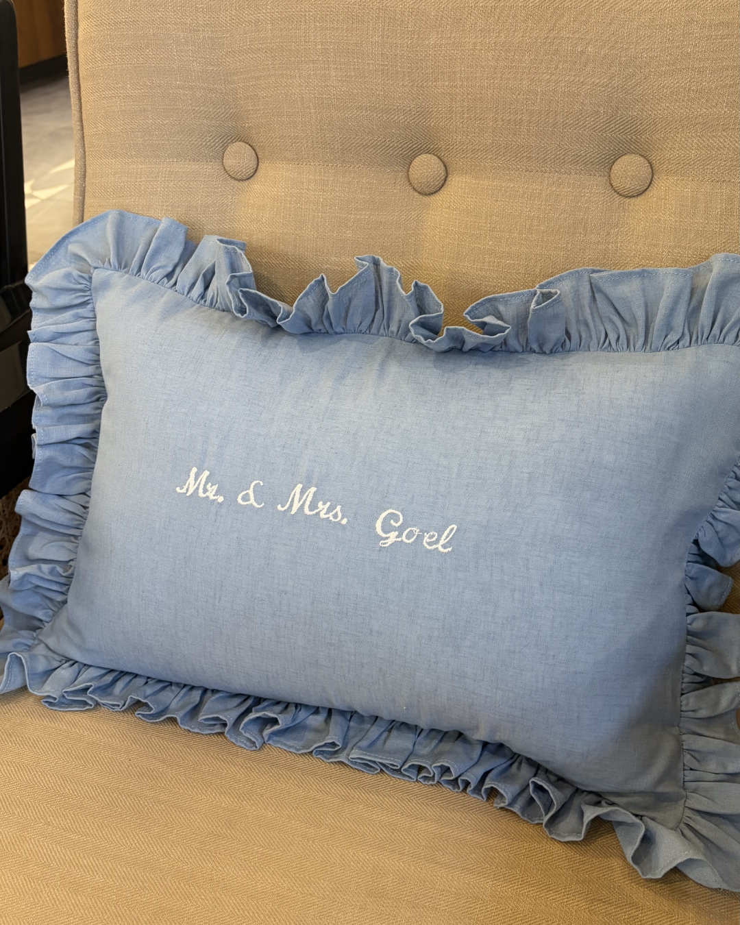 Personalised Ruffle Cushion